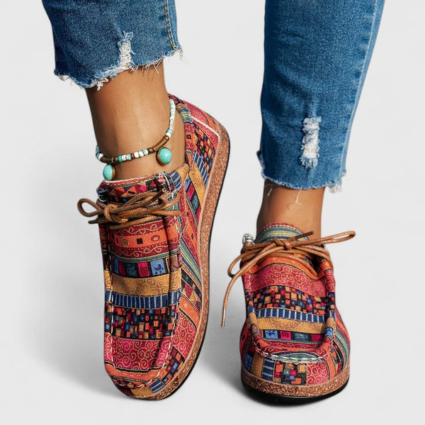 Yvette | Boho Print Lace-Up Moccasins