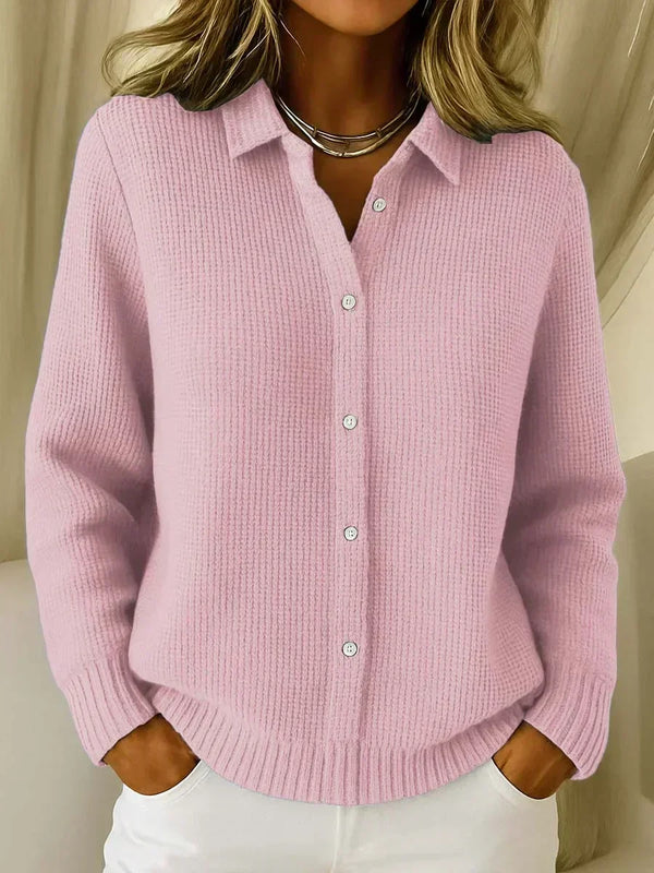Camille | Collared Textured Knit Cardigan
