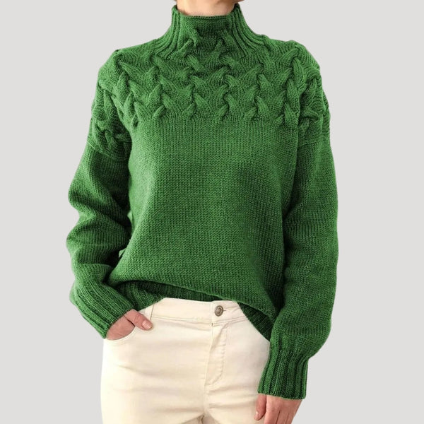 Cecile | Cable Knit High Neck Sweater