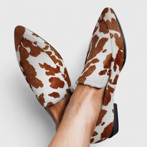 Norma | Pointed Print Slip-On Loafers