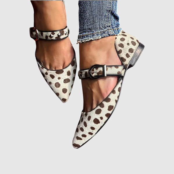 Rita | Leopard Pointed Mary Jane Flats