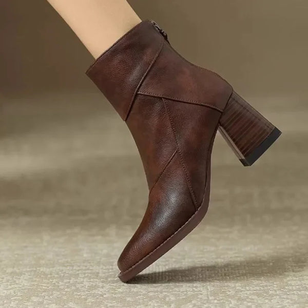 Lenore | Stitched Block Heel Ankle Boots