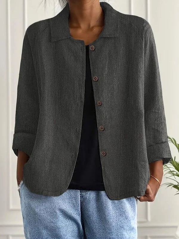 Zelina | Charcoal Button-Front Blouse