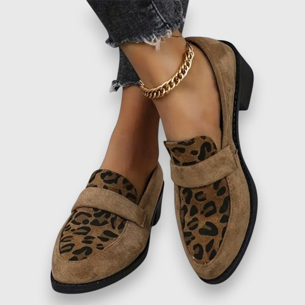 Dahlia | Leopard Panel Penny Loafers