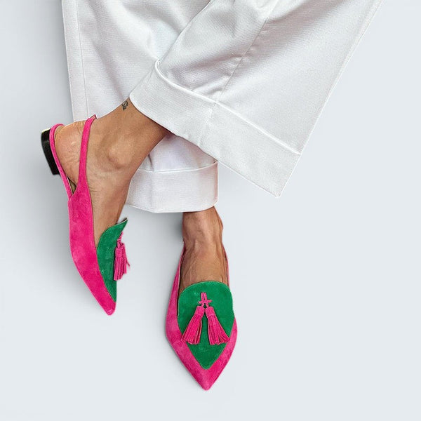 Thelma | Fringe Slingback Pointed Flats