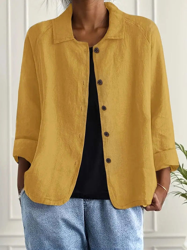 Zeffirine | Warm Ochre Button-Front Blouse
