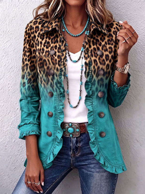 Lana | Leopard Ombre Ruffle Blazer