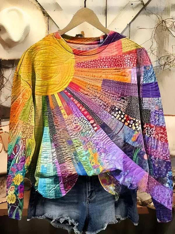 Lila | Sun Ray Print Knit Sweater