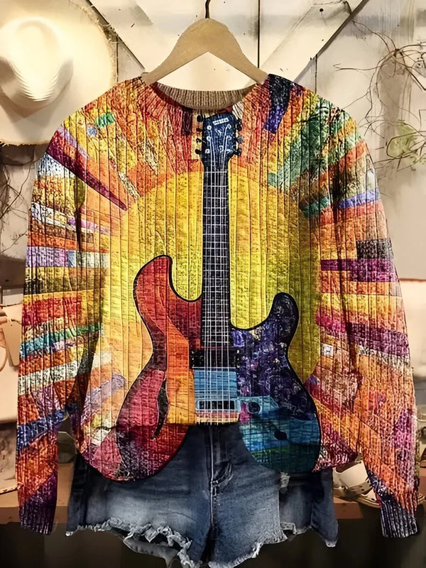 Elowen | Guitar Print Bohemian Sweatshirt